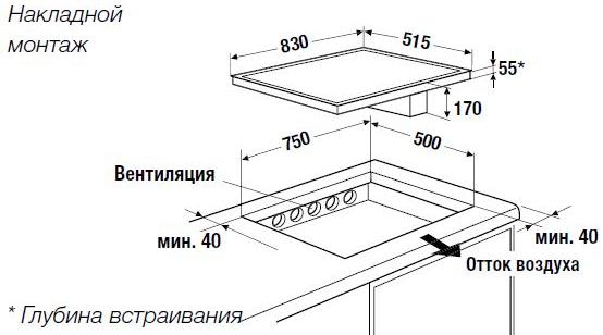 Схема встраивания с размерами