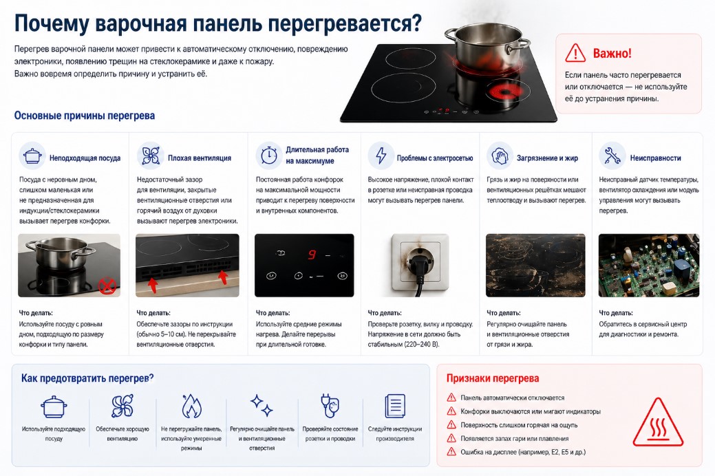 Почему варочная панель перегревается Почему варочная панель перегревается