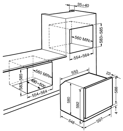 Размеры ниши для духовки Размеры ниши для духовки