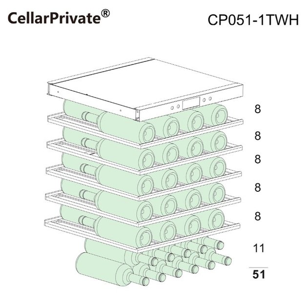 Встраиваемый под столешницу винный шкаф CellarPrivate CP051-1TWH (фото 11) Встраиваемый под столешницу винный шкаф CellarPrivate CP051-1TWH (preview 11)