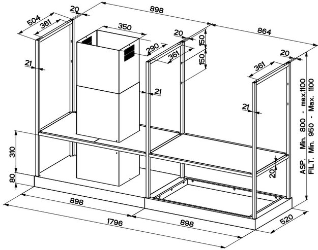 Вытяжка Faber T-SHELF EV8 TITANIUM MATT A180 (preview 2)
