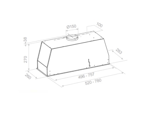 Встраиваемая вытяжка Pando NEO/78 INOX V.850 SEC (preview 2)