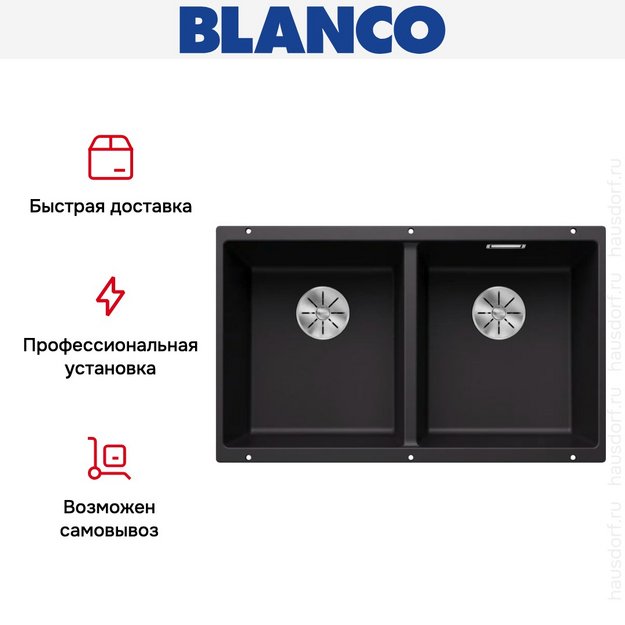 Мойка BLANCO SUBLINE 350/350-U Silgranit черный (preview 10)