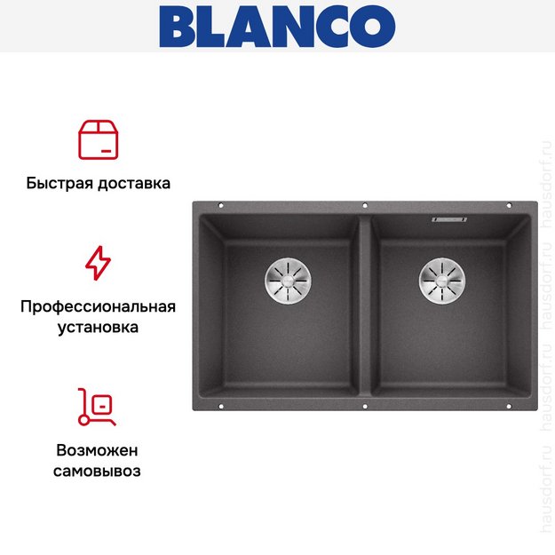 Мойка BLANCO SUBLINE 350/350-U Silgranit темная скала (preview 10)