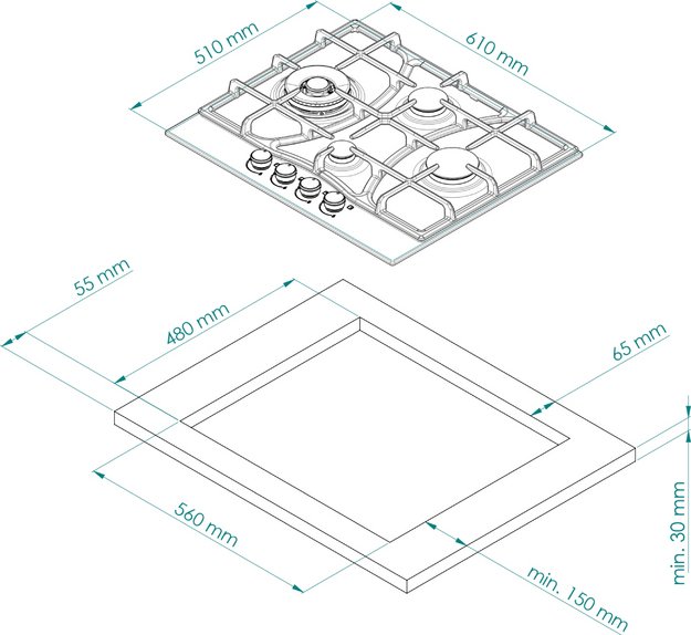 Газовая варочная панель Kuppersberg FS 604 W Silver (preview 8)