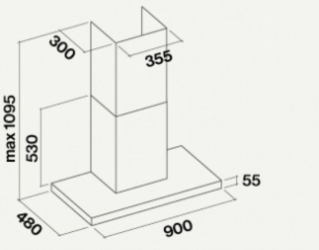 Вытяжка Falmec SILENCE LUMINA NRS 90 INOX VETRO NERO (800) (preview 2)