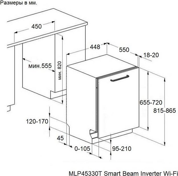 Встраиваемая посудомоечная машина Maunfeld MLP45330T Smart Beam Inverter Wi-Fi (фото 16) Встраиваемая посудомоечная машина Maunfeld MLP45330T Smart Beam Inverter Wi-Fi (preview 16)