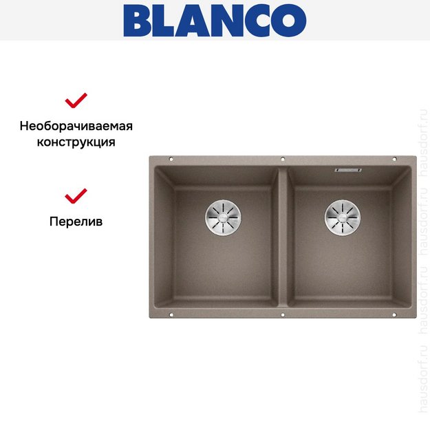 Мойка BLANCO SUBLINE 350/350-U Silgranit серый беж (preview 9)