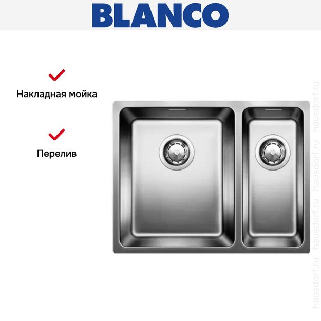 Мойка Blanco Andano 340/180-U чаша слева нержавеющая сталь (фото 6) Мойка Blanco Andano 340/180-U чаша слева нержавеющая сталь (preview 6)
