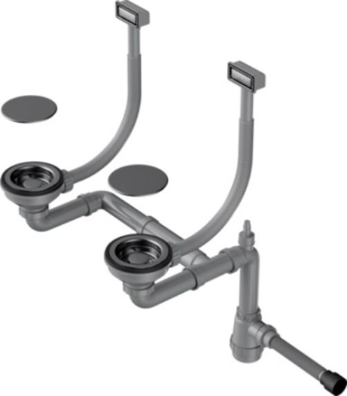 Арматура для двухчашевых моек с прямоугольными переливами Omoikiri WK-2C GM (preview 1)