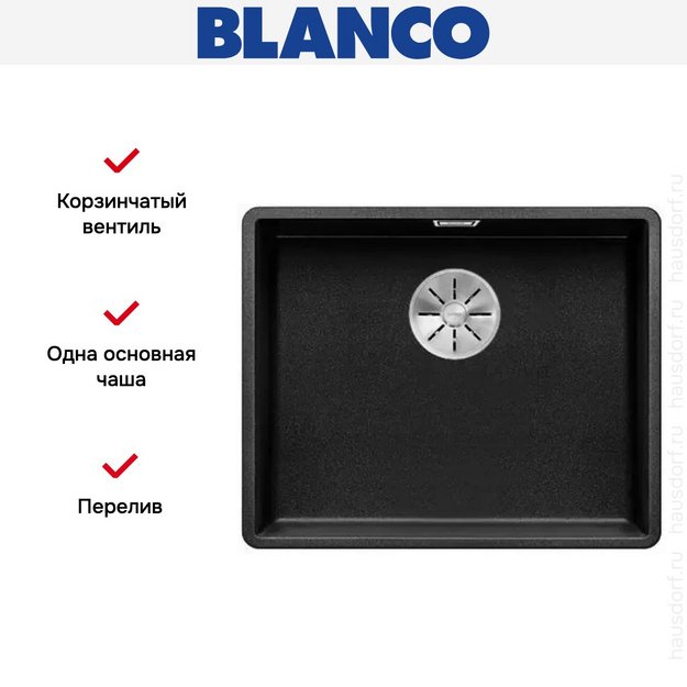 Мойка Blanco SUBLINE 500-F отводная арматура InFino® антрацит (фото 3) Мойка Blanco SUBLINE 500-F отводная арматура InFino® антрацит (preview 3)