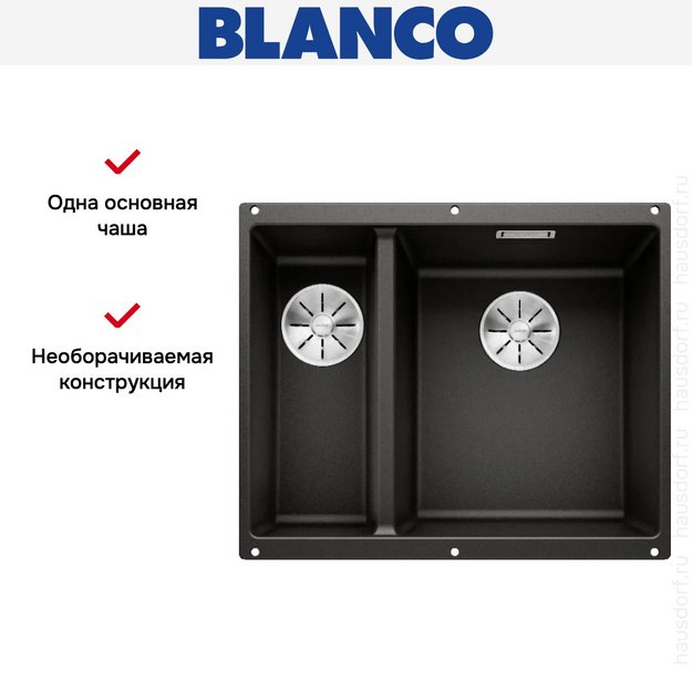 Мойка Blanco SUBLINE 340/160-U черный клапан-автомат InFino 525986 (preview 5)