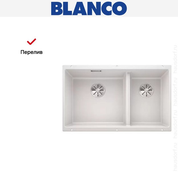 Мойка Blanco SUBLINE 430/270-U с отводной арматурой InFino® белый (фото 8) Мойка Blanco SUBLINE 430/270-U с отводной арматурой InFino® белый (preview 8)