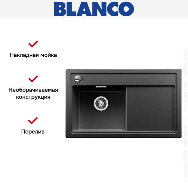 Мойка Blanco Zenar 45 S крыло справа антрацит (preview 8)