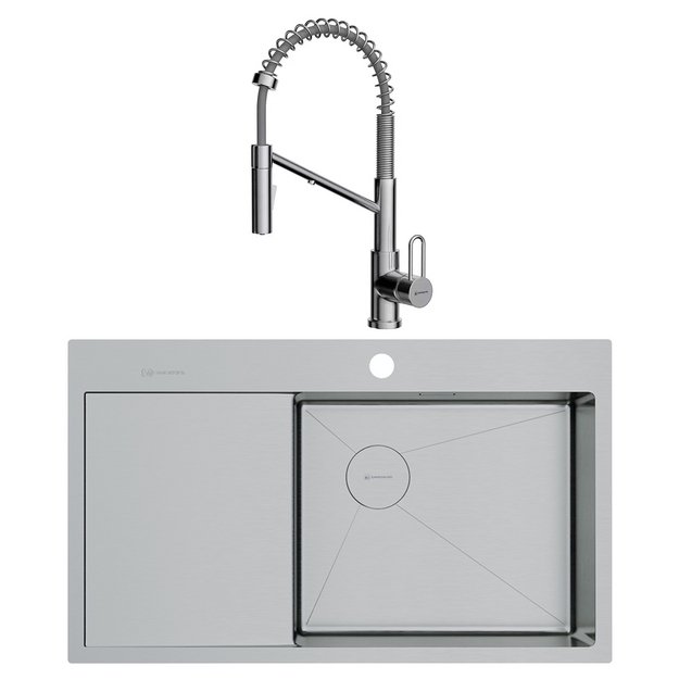 Omoikiri (мойка AKISAME 86 SIDE IN-R + смеситель MIKAWA 2 PLUS-SB BN) (preview 1)