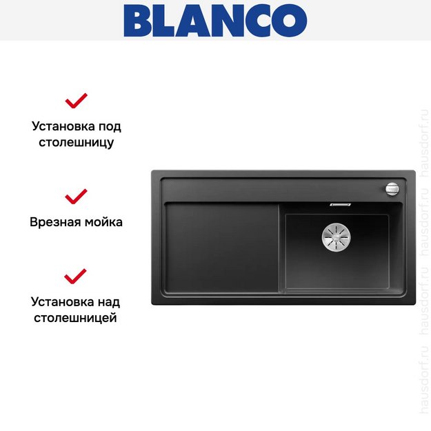 Мойка Blanco ZENAR XL 6 S чаша справа, доска стекло клапан-автомат InFino® антрацит (фото 3) Мойка Blanco ZENAR XL 6 S чаша справа, доска стекло клапан-автомат InFino® антрацит (preview 3)