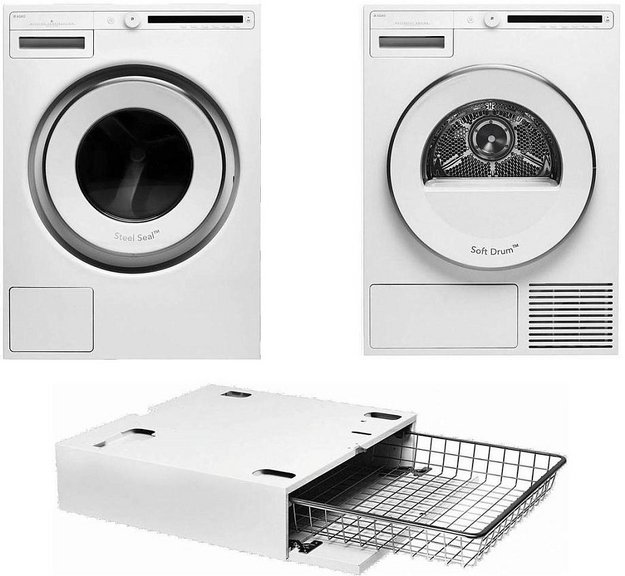 Asko Classic 9 (стиральная машина W2084.W/3 + сушильная машина T208C.W + выдвижная корзина HB1153W) (preview 1)