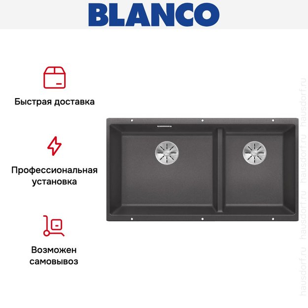 Мойка BLANCO SUBLINE 480/320-U Silgranit темная скала (preview 10)