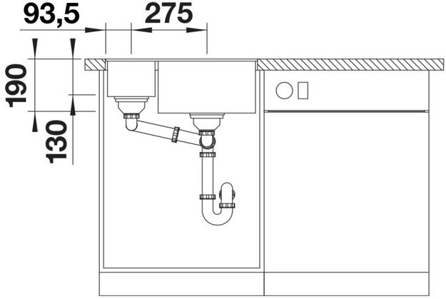 Мойка BLANCO SUBLINE 340/160-U Silgranit алюметаллик, чаша слева (preview 4)