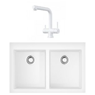 Omoikiri (мойка BOSEN 80-2-WH + смеситель TAKAMATSU-S PW) фото в Казани и Татарстане