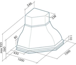 Вытяжка Falmec Iris Malizia ANG (600) S орех фото 3 в Казани и Татарстане