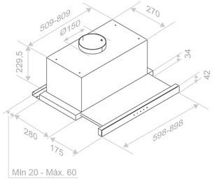 Встраиваемая вытяжка Pando IES/90 IX TOUCH CT NEGRO 850 SEC фото 4 в Казани и Татарстане