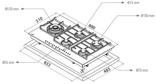 Варочная панель Пандо PGA-4490 фото 3 в Казани и Татарстане Варочная панель Pando PGA-4490 фото 3 в Казани и Татарстане