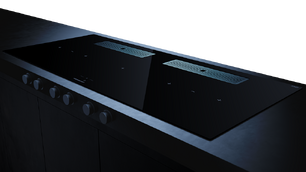 Индукционная варочная поверхность с вытяжкой Kuppersbusch с чёрными ручками KMI 12850.0 SR-S Stainless steel фото 3 в Казани и Татарстане