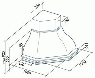 Вытяжка Falmec Iris Tulip ANG (600) S орех фото в Казани и Татарстане