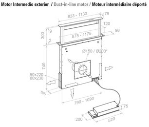 Встраиваемая в столешницу вытяжка Pando E-320/90 INOX V.950 SEC фото 4 в Казани и Татарстане