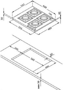 Газовая стеклянная варочная панель Korting HGG 6911 CTRW фото 4 в Казани и Татарстане