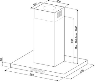 Вытяжка Smeg KICTIS90BL фото 3 в Казани и Татарстане