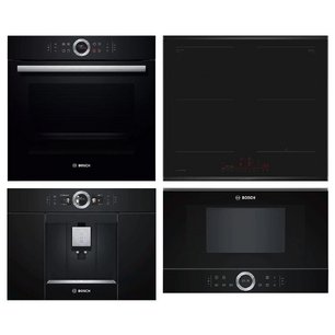 Bosch (варочная панель PVQ695HC1Z + духовой шкаф HBG633BB1 + микроволновая печь BFR634GB1 + кофемашина CTL636EB6) фото в Казани и Татарстане