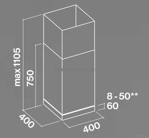 Вытяжка Falmec Mira Top 40 Telescopica Fasteel wall фото 3 в Казани и Татарстане