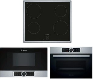 Bosch (духовой шкаф CBG675BS3 + варочная панель PUG64RAA5E + микроволновая печь BEL634GS1) фото в Казани и Татарстане