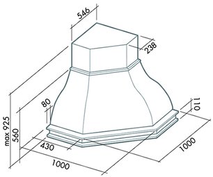 Вытяжка Falmec Iris Tulip ANG (1000) S дуб фото 3 в Казани и Татарстане