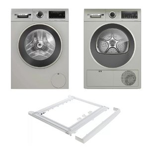 Bosch Serie 4 (стиральная машина WGA2440XME + сушильная машина WQG1420XME + монтажный элемент WTZ20410) фото в Казани и Татарстане Bosch Serie 4 (стиральная машина WGA2440XME + сушильная машина WQG1420XME + монтажный элемент WTZ20410) фото в Казани и Татарстане