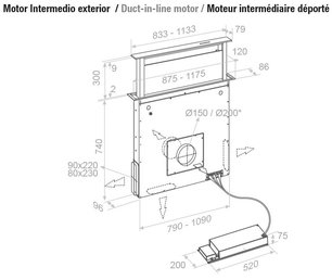 Встраиваемая в столешницу вытяжка Pando E-320/120 INOX V.950 SEC фото 4 в Казани и Татарстане