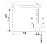 Смеситель Franke Old England золото (с двумя ручками) фото 3 в Казани и Татарстане