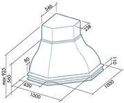 Вытяжка Falmec Iris Tulip ANG (1000) S мореный дуб фото 3 в Казани и Татарстане